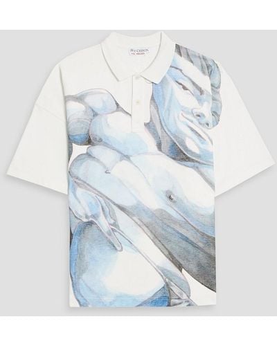 JW Anderson Printed Cotton-piqué Polo Shirt - Blue