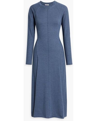 Iris & Ink Olivia Merino Wool Midi Dress - Blue