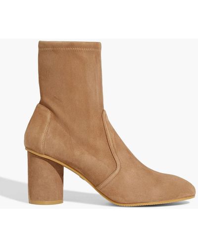 Stuart Weitzman Margot 75 Stretch-suede Sock Boots - Natural