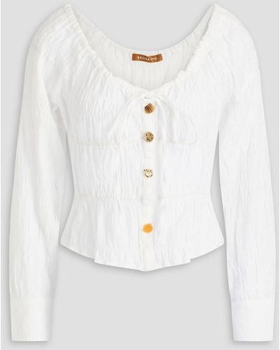 Rejina Pyo Effi bluse aus jacquard aus einer baumwollmischung in knitteroptik - Weiß
