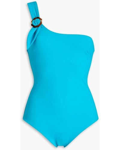 Zimmermann One-shoulder Buckled Swimsuit - Blue