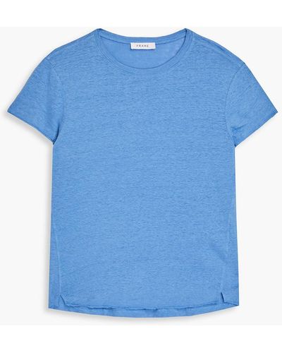 FRAME Easy True Linen-jersey T-shirt - Blue