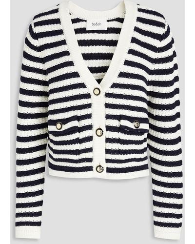 Ba&sh Striped Crochet-knit Cotton-blend Cardigan - Black