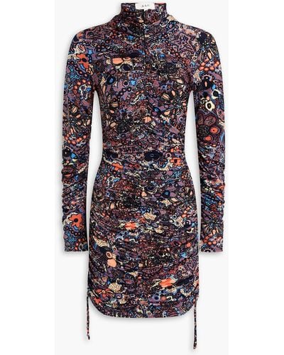 A.L.C. Nolan Ruched Printed Jersey Mini Dress - Multicolour