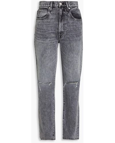 SLVRLAKE Denim Sierra Distressed High-rise Straight-leg Jeans - Gray