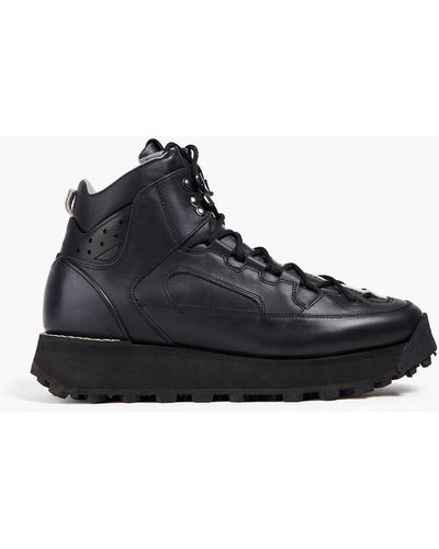 Acne Studios Logo-appliquéd Perforated Leather Hiking Boots - Black
