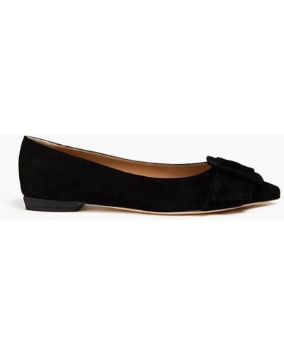 Sergio Rossi Buckled Suede Point-toe Flats - Black