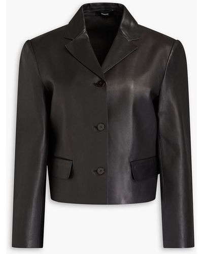 Theory Pebbled-leather Jacket - Black