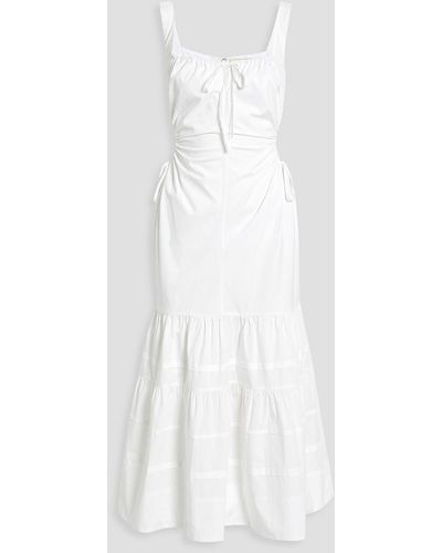 Nicholas Betty Tiered Cutout Cotton-poplin Midi Dress - White