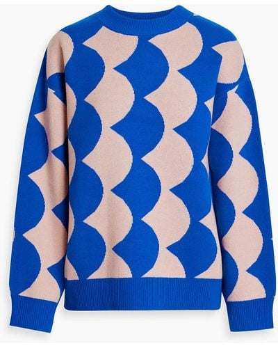 RHODE Lennon Jacquard-knit Wool Sweater - Blue