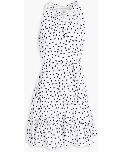 Heidi Klein Belted Polka-dot Silk Crepe De Chine Mini Dress - White
