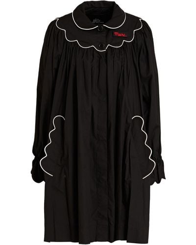 Marc Jacobs Hemdkleid in minilänge aus baumwolle mit muschelsaum und applikationen - Schwarz