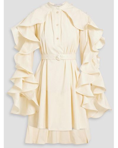 Palmer//Harding Prosper Belted Ruffled Cotton-blend Poplin Dress - Natural