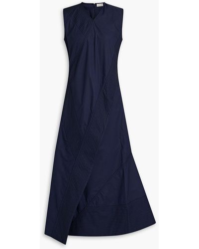 By Malene Birger Asymmetric Cotton-poplin Midi Dress - Blue