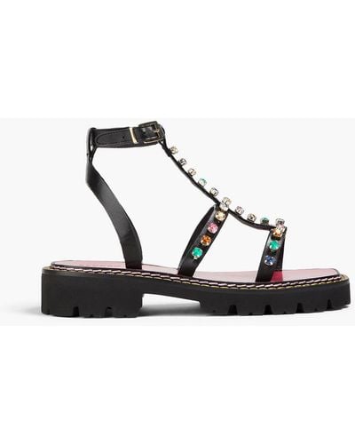 Sandro Roesie Crystal-embellished Leather Sandals - Black