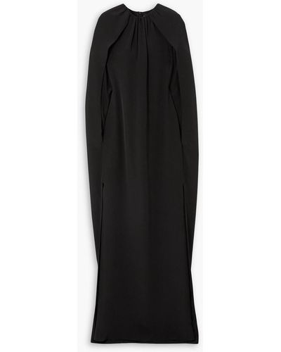 Brandon Maxwell Draped Cape-effect Silk-crepe Gown - Black