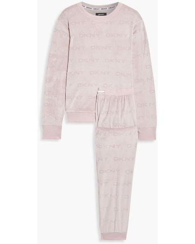 DKNY Printed Velour Pyjama Set - Pink