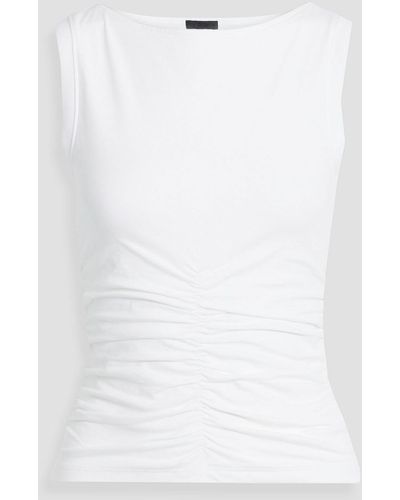 ATM Ruched Stretch-pima Cotton-jersey Tank - White