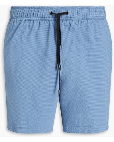 Onia Charles Mid-length Striped Seersucker Swim Shorts - Blue