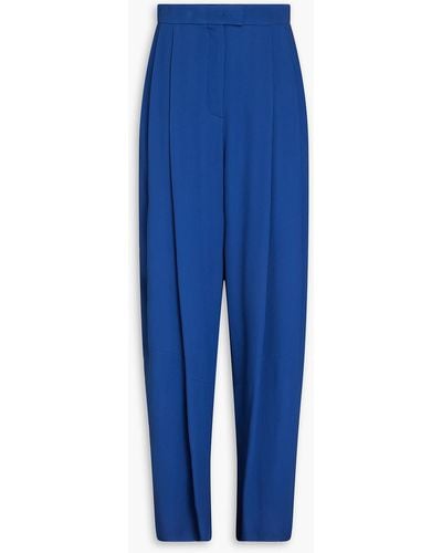 Emporio Armani Pleated Crepon Tapered Trousers - Blue