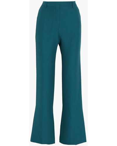 Valentino Garavani Silk And Wool-blend Crepe Flared Trousers - Blue