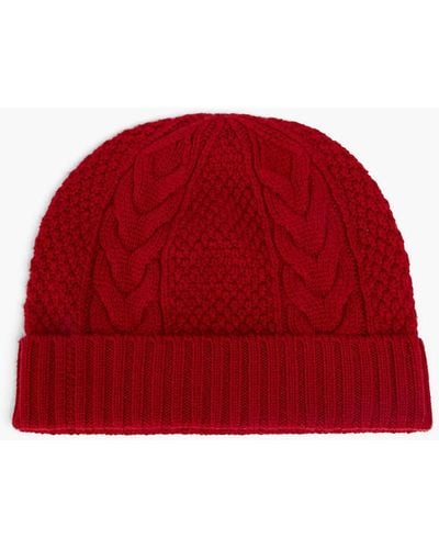 N.Peal Cashmere Cable-knit Cashmere Beanie - Red