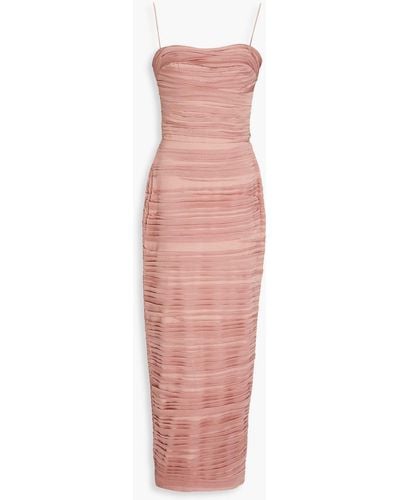 Rasario Pleated Chiffon Maxi Dress - Pink