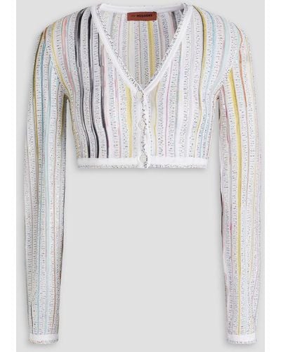 Missoni Cropped Sequin-embellished Space-dyed Cardigan - White