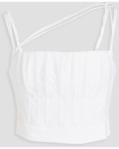Rachel Gilbert Byron Cropped Linen-canvas Bustier Top - White