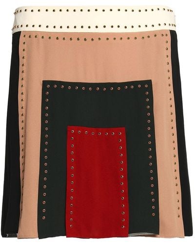 Valentino Garavani Studded Color-block Silk Crepe De Chine Mini Skirt - Red