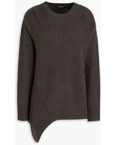 Luisa Cerano Asymmetric Wool-blend Sweater - Brown