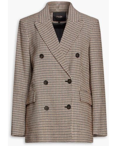 Maje Doppelreihiger blazer aus tweed mit hahnentrittmuster - Braun