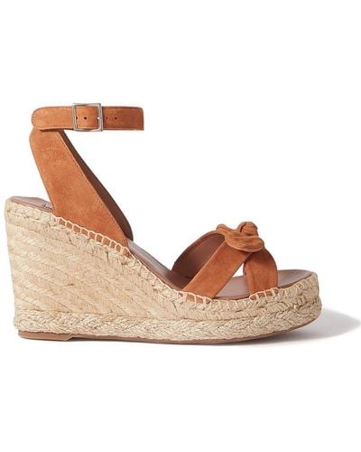 Tabitha Simmons Ross Bow-detailed Suede Espadrille Wedge Sandals - Brown