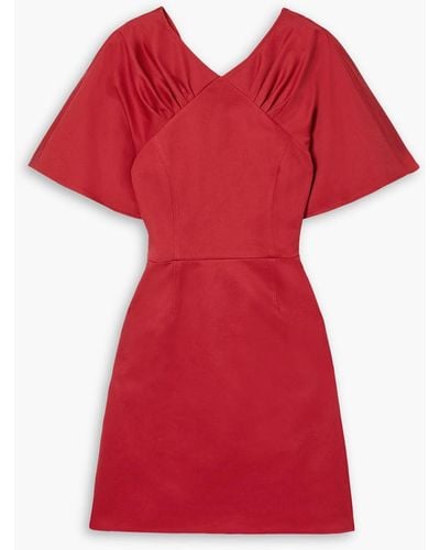 Carolina Herrera Gathe Cotton-blend Twill Mini Dress - Red