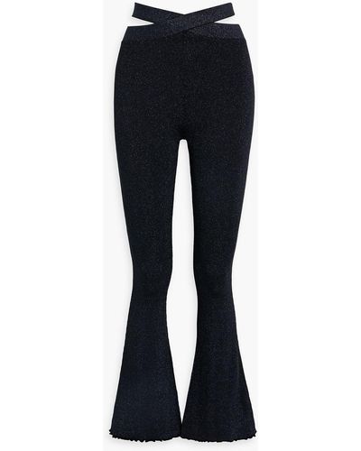 3.1 Phillip Lim Marlet Cutout Metallic Ribbed-knit Flared Pants - Blue