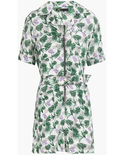 Maje Belted Floral-print Woven Playsuit - Multicolour