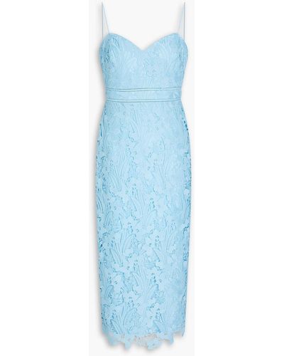 ML Monique Lhuillier Serenity midikleid aus makramee-spitze - Blau