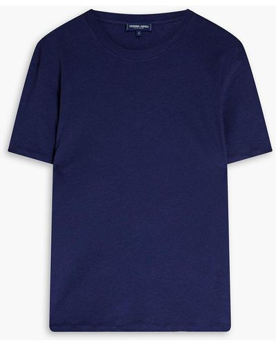 Frescobol Carioca Slub Cotton And Linen-blend Jersey T-shirt - Blue