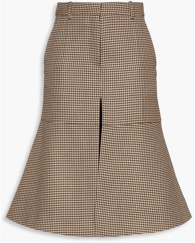 Stella McCartney Fluted Houndstooth Wool-tweed Midi Skirt - Natural