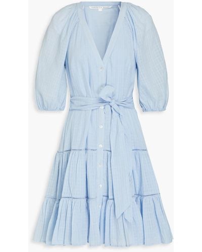 Veronica Beard Dewey Belted Cotton-gauze Mini Shirt Dress - Blue