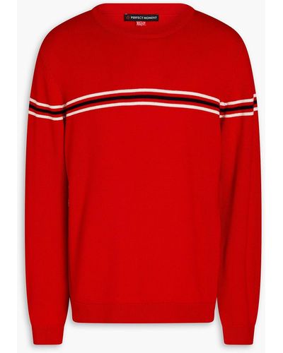 Perfect Moment Striped Merino Wool Sweater - Red