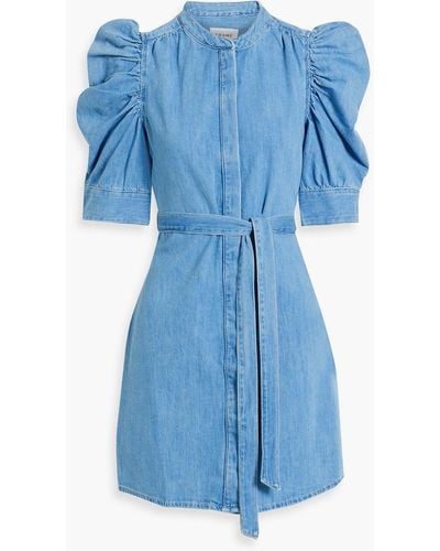 FRAME Ruched Denim Mini Dress - Blue