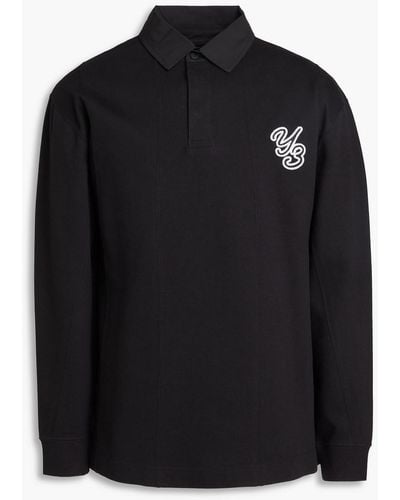 Y-3 Embroidered Cotton-twill Polo Shirt - Black