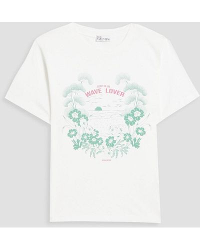 RED Valentino Printed Cotton-jersey T-shirt - Blue