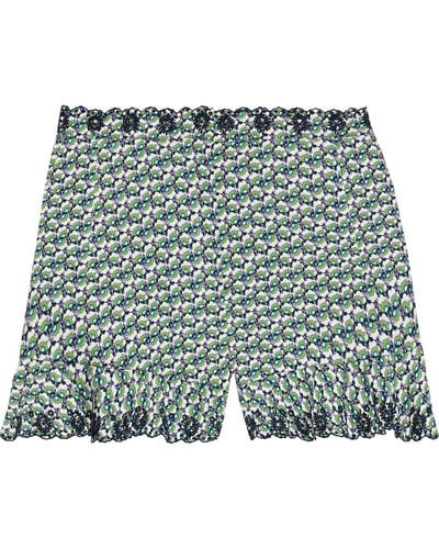 Rabanne Printed Broderie Anglaise Cotton Shorts Leaf Green