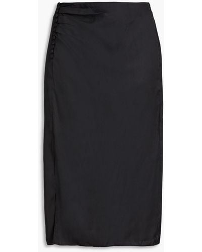 Ba&sh Jupe Matthews Ruched Satin Skirt - Black