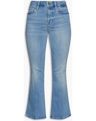 FRAME Le crop mini boot halbhohe bootcut-jeans in ausgewaschener optik - Blau