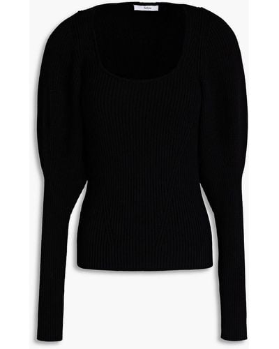 Safiyaa Louise Ribbed Wool-blend Sweater - Black