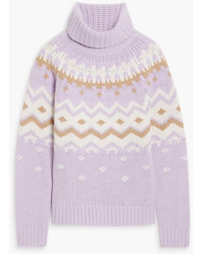 Bogner Fair Isle Cashmere Turtleneck Sweater - Pink