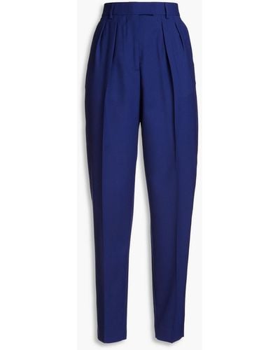 Paul Smith Pleated Wool-twill Tapered Pants - Blue